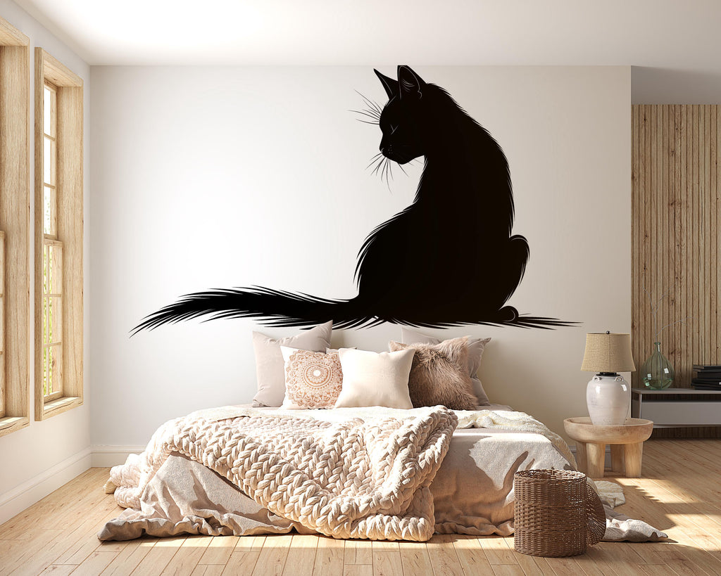 Black Cat Silhouette Wall Art, Minimal Cat Wall Decor, Witchy Cat Art, Modern Gothic Home Decor, Cat Lover Wall Art 246mv