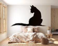 Load image into Gallery viewer, Black Cat Silhouette Wall Art, Minimal Cat Wall Decor, Witchy Cat Art, Modern Gothic Home Decor, Cat Lover Wall Art 246mv