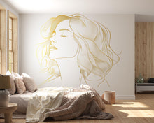 Load image into Gallery viewer, Gold Line Art Woman, Face Line Art, Minimalist Wall Art, Modern Female Art, Abstract Portrait Decor 254mv
