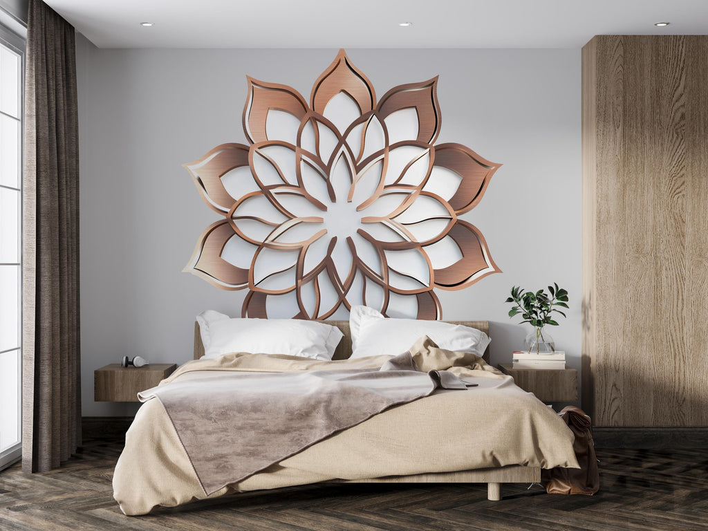 3D Lotus Mandala Wall Art, Wooden Mandala Decor, Boho Lotus Wall Art, Sacred Geometry Decor, Zen Bedroom Art 257mv