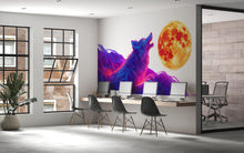 Load image into Gallery viewer, Cosmic Wolf Wall Decal, Futuristic Wolf Wall Art Sticker, Neon Galaxy Wolf Wall Decor, Space Animal Wall Art, Modern Statement Wall Decal