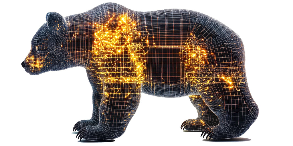 Futuristic Bear Wall Decal, Tech Bear Wall Art Sticker, Modern Bear Nursery Decor, Digital Animal Wall Decal, Kids Room Bear Wall Art