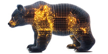 Load image into Gallery viewer, Futuristic Bear Wall Decal, Tech Bear Wall Art Sticker, Modern Bear Nursery Decor, Digital Animal Wall Decal, Kids Room Bear Wall Art