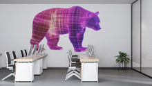 Load image into Gallery viewer, Futuristic Bear Wall Decal, Neon Grid Bear Wall Art Sticker, Pink Tech Bear Wall Decal, Modern Animal Wall Art, Kids Room Wall Decor
