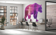 Load image into Gallery viewer, Futuristic Bear Wall Decal, Neon Grid Bear Wall Art Sticker, Pink Tech Bear Wall Decal, Modern Animal Wall Art, Kids Room Wall Decor