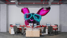 Load image into Gallery viewer, Cyberpunk Bunny Wall Decal, Neon Rabbit Wall Art Sticker, Futuristic Animal Wall Decor, Gaming Room Wall Decal, Modern Kids Room Decor