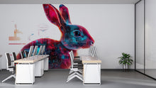 Load image into Gallery viewer, Cyber Glitch Bunny Wall Decal, Futuristic Rabbit Wall Art Sticker, Digital Bunny Wall Decor, Gaming Room Wall Decal, Modern Kids Room Decor