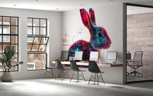 Load image into Gallery viewer, Cyber Glitch Bunny Wall Decal, Futuristic Rabbit Wall Art Sticker, Digital Bunny Wall Decor, Gaming Room Wall Decal, Modern Kids Room Decor