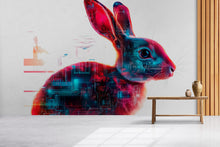 Load image into Gallery viewer, Cyber Glitch Bunny Wall Decal, Futuristic Rabbit Wall Art Sticker, Digital Bunny Wall Decor, Gaming Room Wall Decal, Modern Kids Room Decor