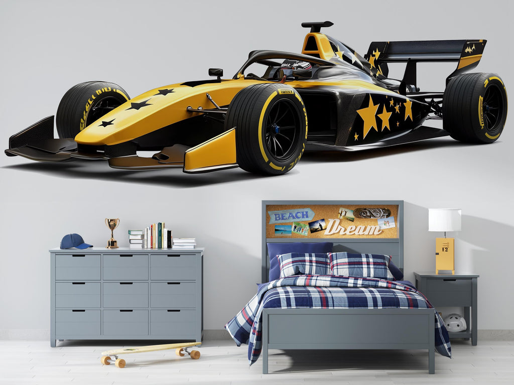 Formula Race Car Wall Mural Kids Room Racing Car Wallpaper Boys Decor 264mv