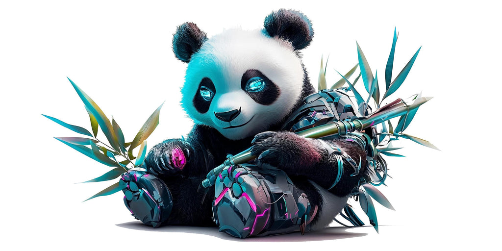 Cyber Panda Wall Decal, Futuristic Panda Wall Art Sticker, Cute Tech Panda Wall Decor, Kids Room Panda Decal, Modern Nursery Wall Art