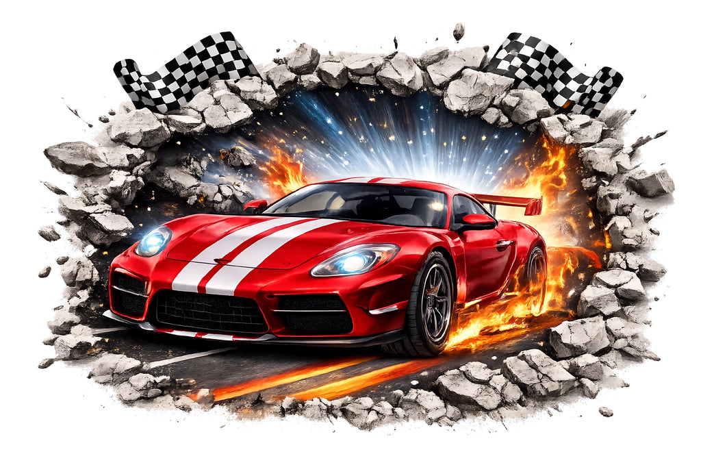 3D Supercar Wall Mural Kids Room Race Car Racing Decor 276mv