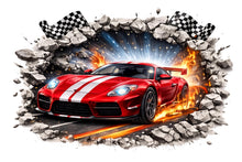 Load image into Gallery viewer, 3D Supercar Wall Mural Kids Room Race Car Racing Decor 276mv