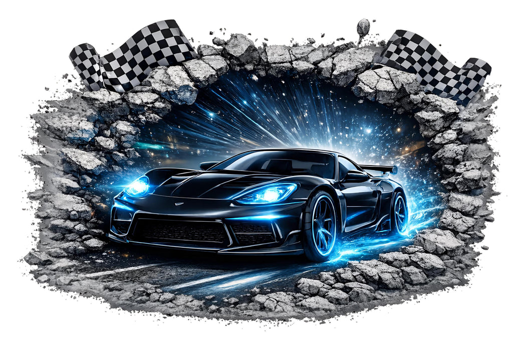 3D Black Supercar Wall Mural Kids Room Racing Car Decor 278mv