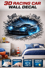 Load image into Gallery viewer, 3D Black Supercar Wall Mural Kids Room Racing Car Decor 278mv