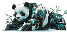 Load image into Gallery viewer, Cyber Panda Wall Decal Futuristic Panda Wall Art Sticker, Giant Panda Office Decor, Tech Animal Wall Decal, Modern Workspace Wall Art