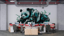 Load image into Gallery viewer, Cyber Panda Wall Decal Futuristic Panda Wall Art Sticker, Giant Panda Office Decor, Tech Animal Wall Decal, Modern Workspace Wall Art