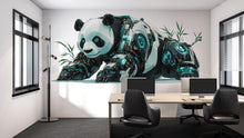 Load image into Gallery viewer, Cyber Panda Wall Decal Futuristic Panda Wall Art Sticker, Giant Panda Office Decor, Tech Animal Wall Decal, Modern Workspace Wall Art