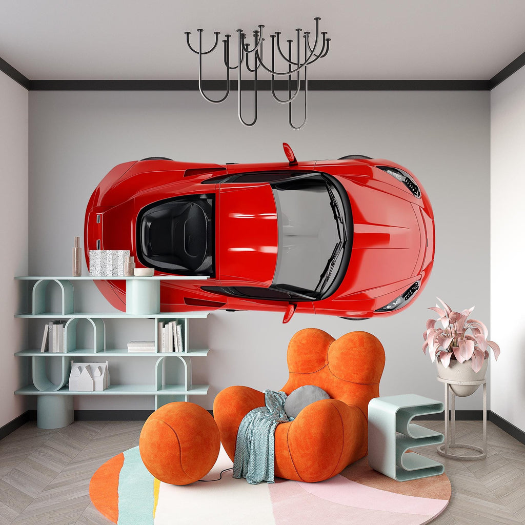 Red Supercar Top View Wall Mural Modern Room Decor 287mv