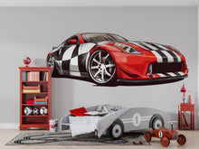 Load image into Gallery viewer, Red Racing Car Wall Mural Modern Kids Room Decor 288mv