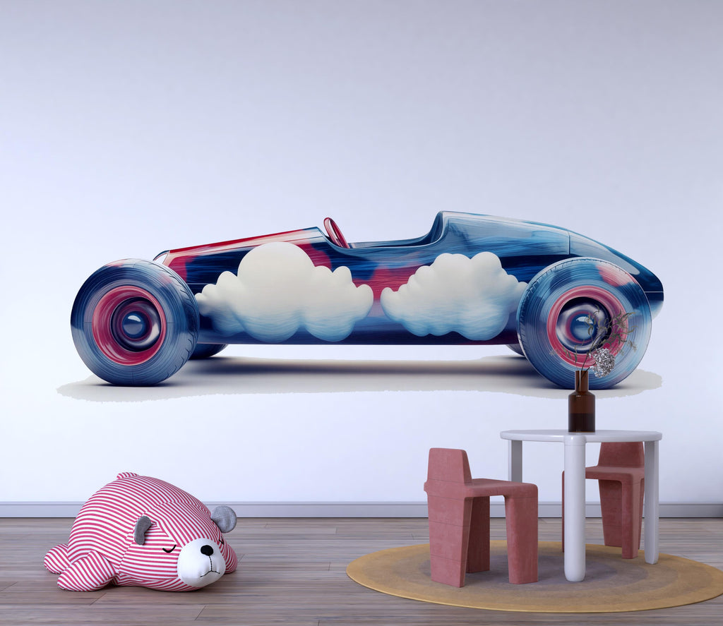 Cloud Race Car Wall Art Nursery Kids Room Decor Printable 295mv