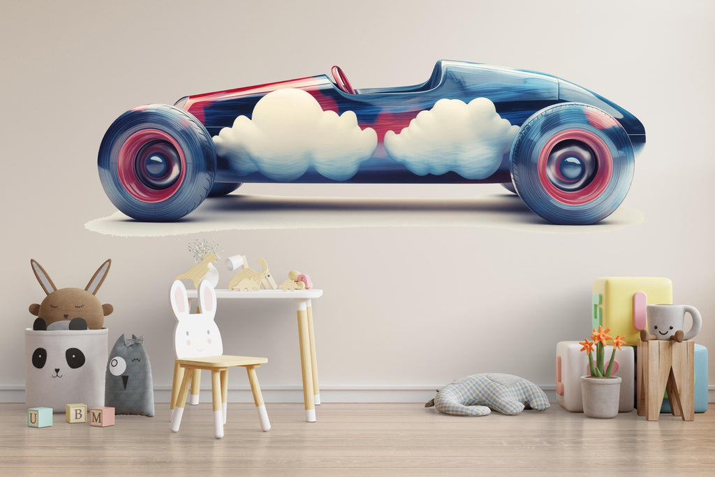 Cloud Race Car Wall Art Nursery Kids Room Decor Printable 295mv