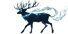 Load image into Gallery viewer, Glowing Blue Stag Wall Decal – Fantasy Deer Wall Art, Ethereal Nature Wall Sticker, Modern Bedroom Decor 317mv