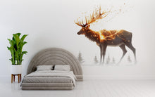 Load image into Gallery viewer, Glowing Stag Wall Decal – Fire Deer Wall Art, Mystical Forest Stag Wall Sticker, Bedroom Statement Decor 318mv