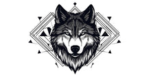 Load image into Gallery viewer, Wolf Wall Decal – Geometric Wolf Wall Art, Modern Wolf Decor 326mv