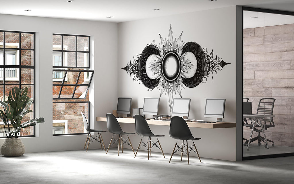 Abstract Celestial Wall Mural Modern Geometric Line Art Office Decor 335mv