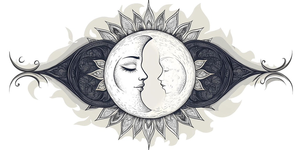 Sun Moon Wall Mural Celestial Yin Yang Art Boho Bedroom Decor 336mv