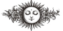 Load image into Gallery viewer, Moon Face Wall Mural Celestial Floral Line Art Boho Bedroom Decor 338mv