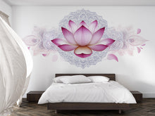 Load image into Gallery viewer, Pink Lotus Mandala Wall Mural Spiritual Floral Bedroom Decor 344mv