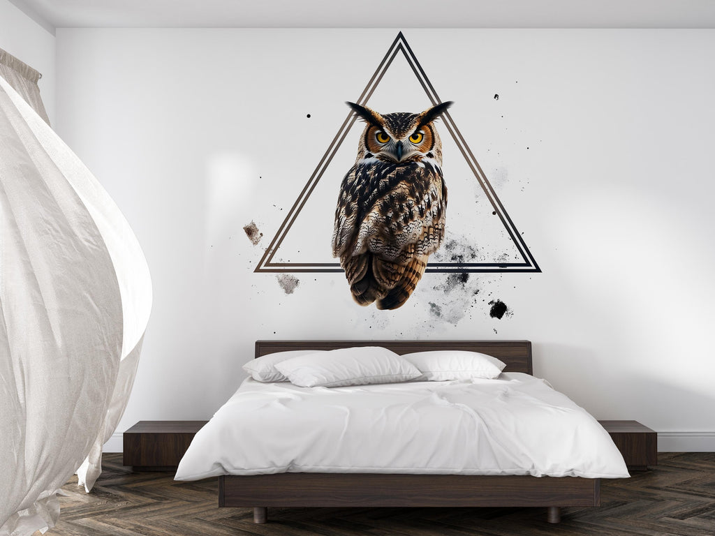 Owl Wall Mural Geometric Owl Industrial Modern Wall Decor 346mv