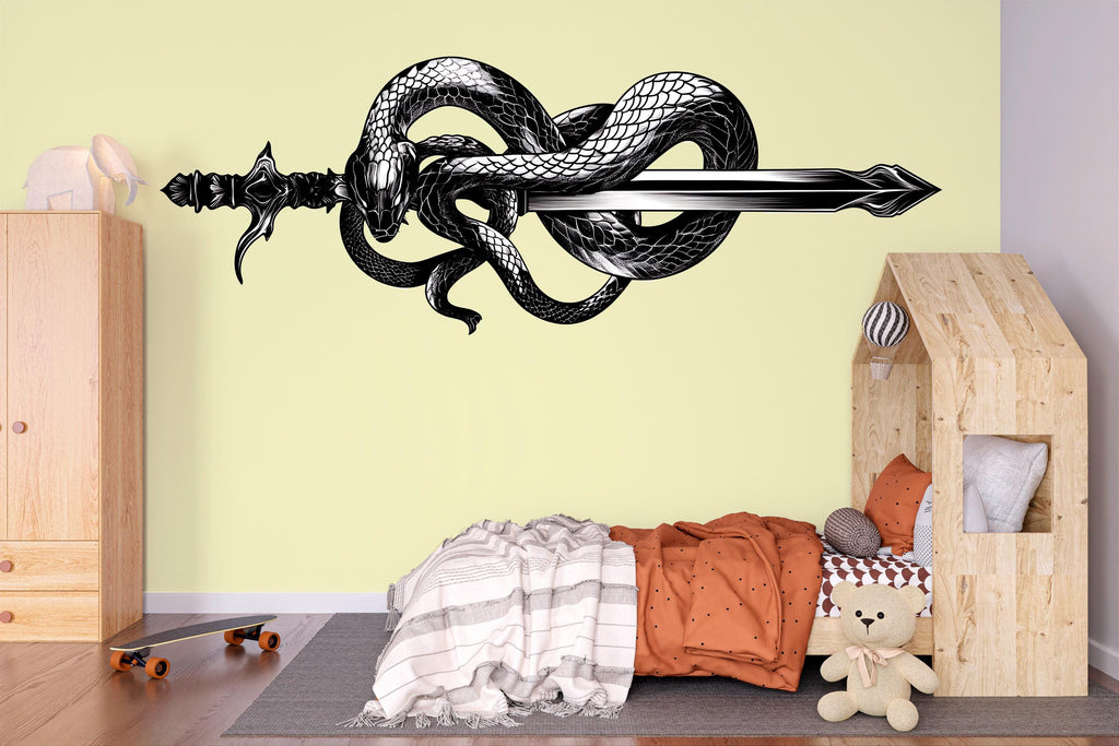Snake Sword Wall Art Black Serpent Dagger Gothic Fantasy Wall Decor 348mv