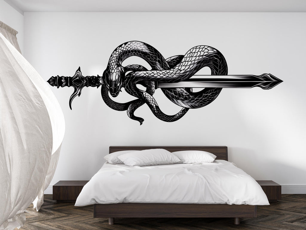 Snake Sword Wall Art Black Serpent Dagger Gothic Fantasy Wall Decor 348mv