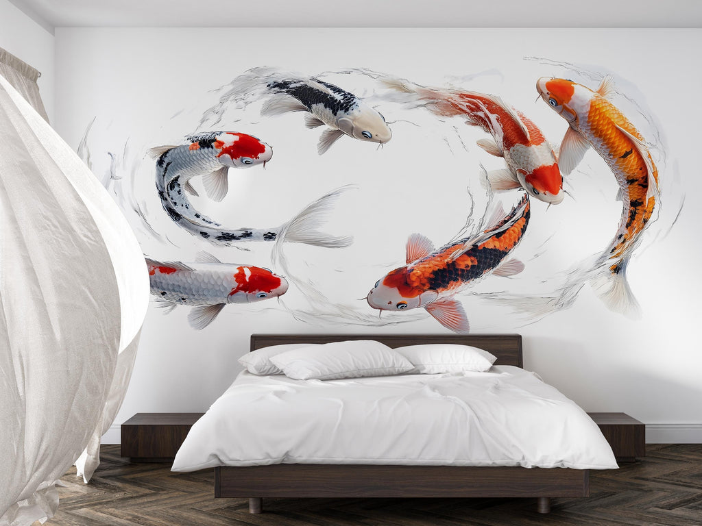 Koi Fish Wall Art Modern Japanese Koi Watercolor Wall Decor 350mv