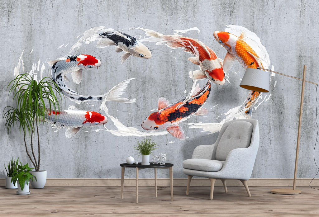 Koi Fish Wall Art Modern Japanese Koi Watercolor Wall Decor 350mv