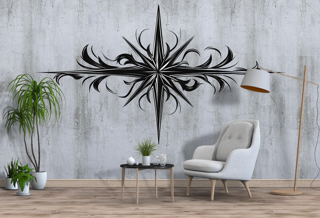 Compass Wall Art Tribal Star Black Geometric Wall Decor 351mv