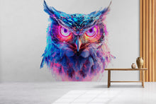 Load image into Gallery viewer, Neon Owl Wall Art Colorful Owl Mural Modern Animal Decor 359mv