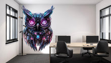 Load image into Gallery viewer, Cyberpunk Owl Wall Art Robotic Owl Mural Futuristic Decor 362mv