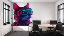 Load image into Gallery viewer, Cyberpunk Cat Wall Art Neon Cat Mural Futuristic Decor 363mv
