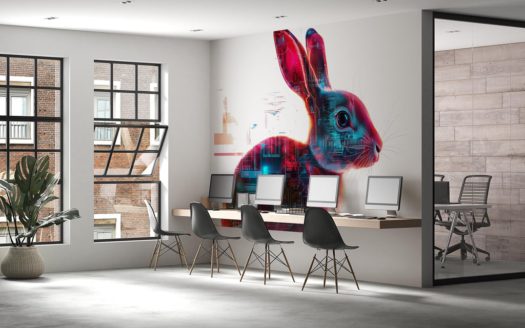 Cyberpunk Rabbit Wall Art Futuristic Bunny Decor 373mv