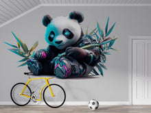 Load image into Gallery viewer, Cyberpunk Panda Wall Mural – Futuristic Panda Wall Art for Kids &amp; Teen Bedroom, Gamer Room Decor 374mv