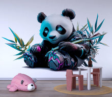 Load image into Gallery viewer, Cyberpunk Panda Wall Mural – Futuristic Panda Wall Art for Kids &amp; Teen Bedroom, Gamer Room Decor 374mv