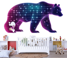 Load image into Gallery viewer, Neon Geometric Bear Wall Decal, Colorful Bear Wall Art, Modern Nursery Wall Sticker, Kids Room Animal Decor, Playroom Wall Decal