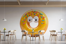 Load image into Gallery viewer, Cute Donut Wall Decal, Smiling Donut Wall Art, Bakery Wall Sticker, Cafe Wall Decor, Dessert Shop Wall Decal