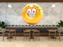 Load image into Gallery viewer, Cute Donut Wall Decal, Smiling Donut Wall Art, Bakery Wall Sticker, Cafe Wall Decor, Dessert Shop Wall Decal
