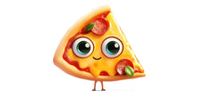 Load image into Gallery viewer, Cute Pizza Wall Decal, Smiling Pizza Slice Wall Art, Kawaii Pizza Wall Sticker, Kitchen Wall Decor, Restaurant Pizza Wall Decal