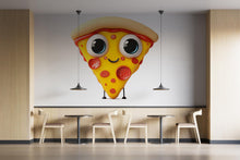 Load image into Gallery viewer, Cute Pizza Wall Decal, Smiling Pizza Slice Wall Sticker, Kawaii Pizza Wall Art, Kitchen Wall Decor, Restaurant Cafe Pizza Wall Decal